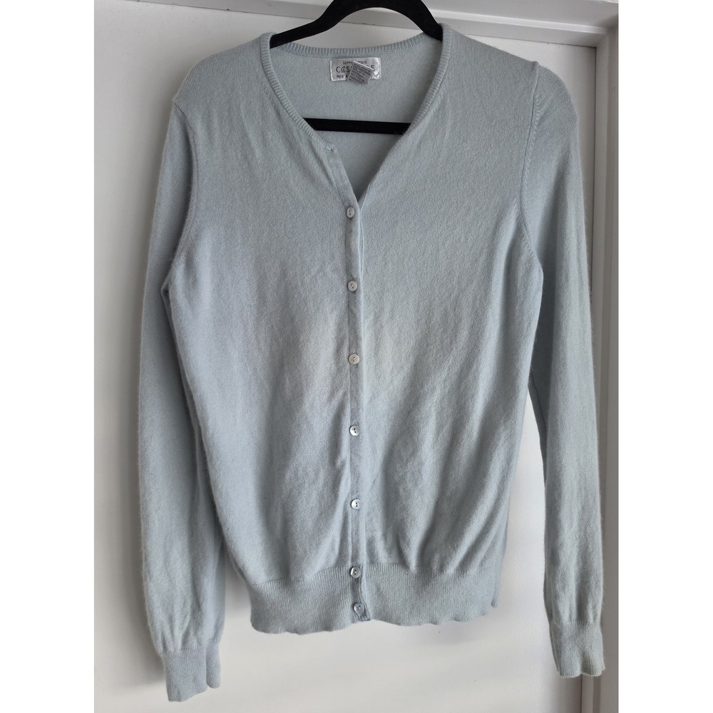 VTG Sutton‎ Studio Cashmere Women Cardigan Twin Set L Blue 100% Luxury Old Money